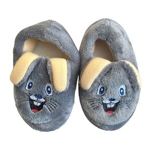 Bunny Rabbit Slippers Toddler 5.5 / 6 Gray Plush Easter
